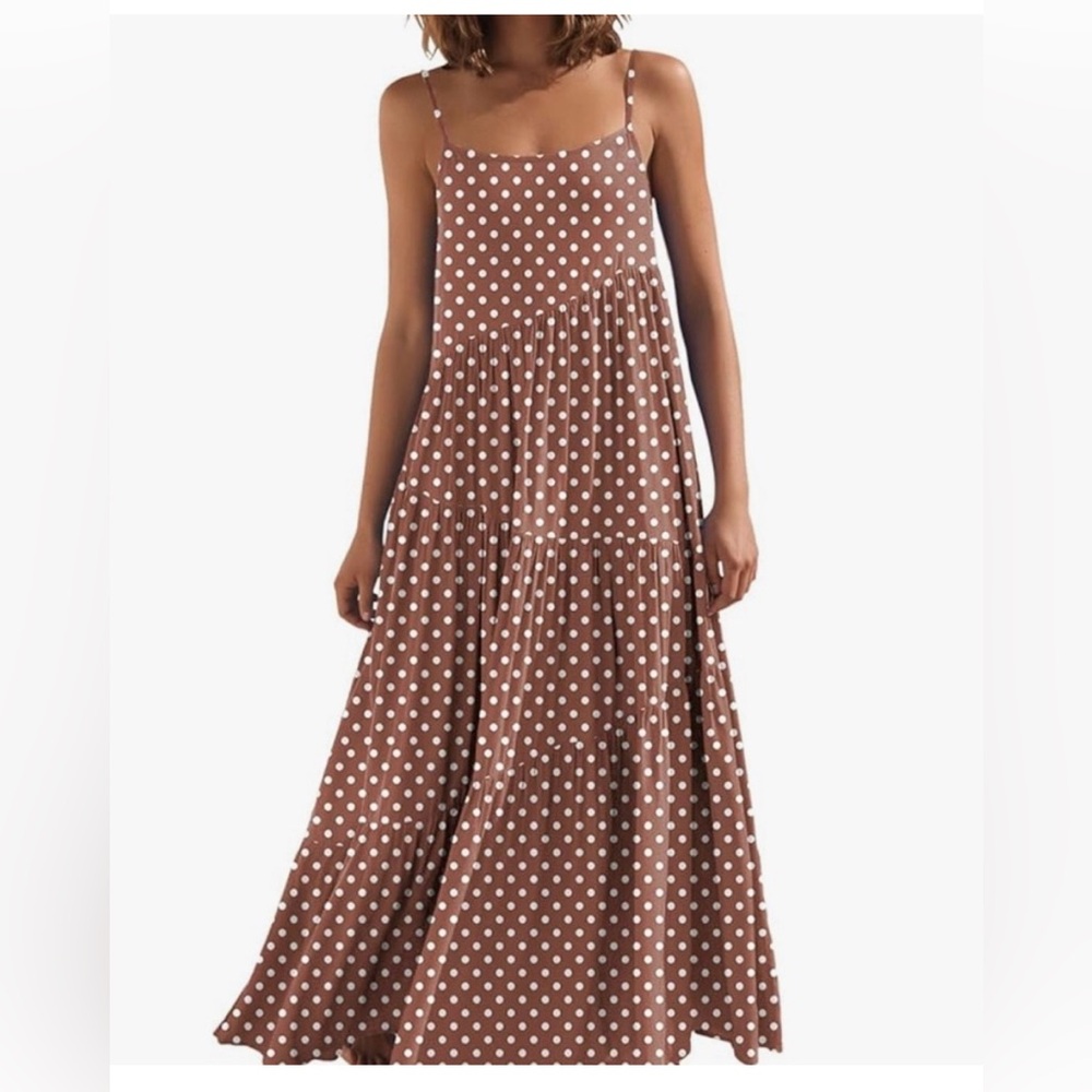 Polka Dot Brown Maxi Dress